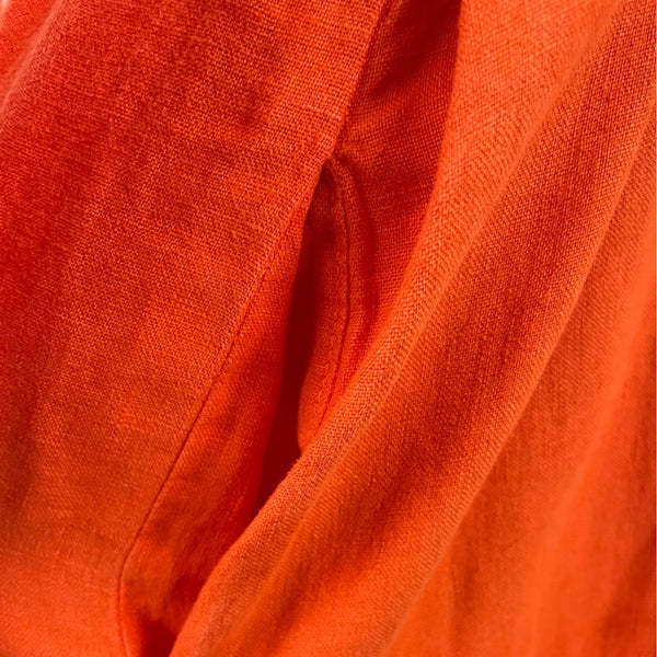 L’agence Womens Long Orange Shirt Dress Button-Front Roll-Up Sleeves Size L