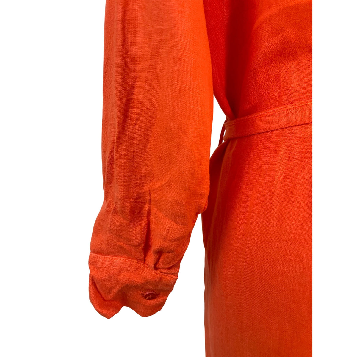L’agence Womens Long Orange Shirt Dress Button-Front Roll-Up Sleeves Size L