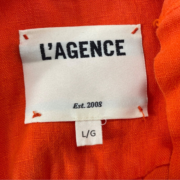 L’agence Womens Long Orange Shirt Dress Button-Front Roll-Up Sleeves Size L