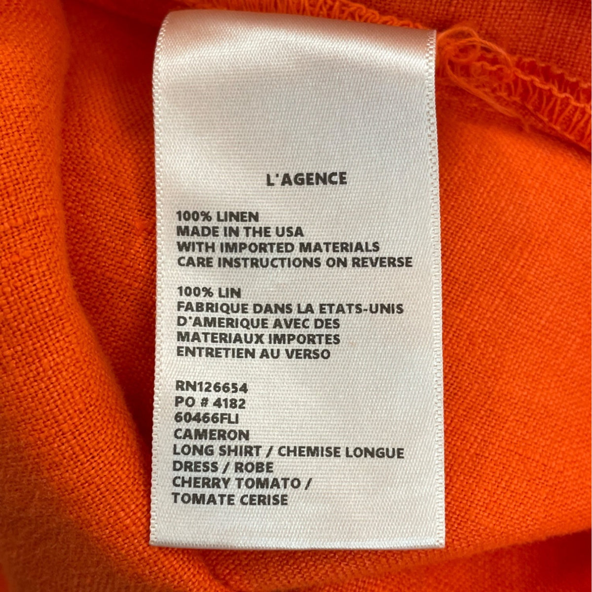 L’agence Womens Long Orange Shirt Dress Button-Front Roll-Up Sleeves Size L