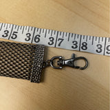 Vintage-Inspired Gunmetal Mesh Belt With Rhinestone Embellishment Adjustable