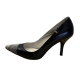 Michael Kors Black/Dark Sand Embossed Leather Cape Toe Haylen Pumps Size 9.5M