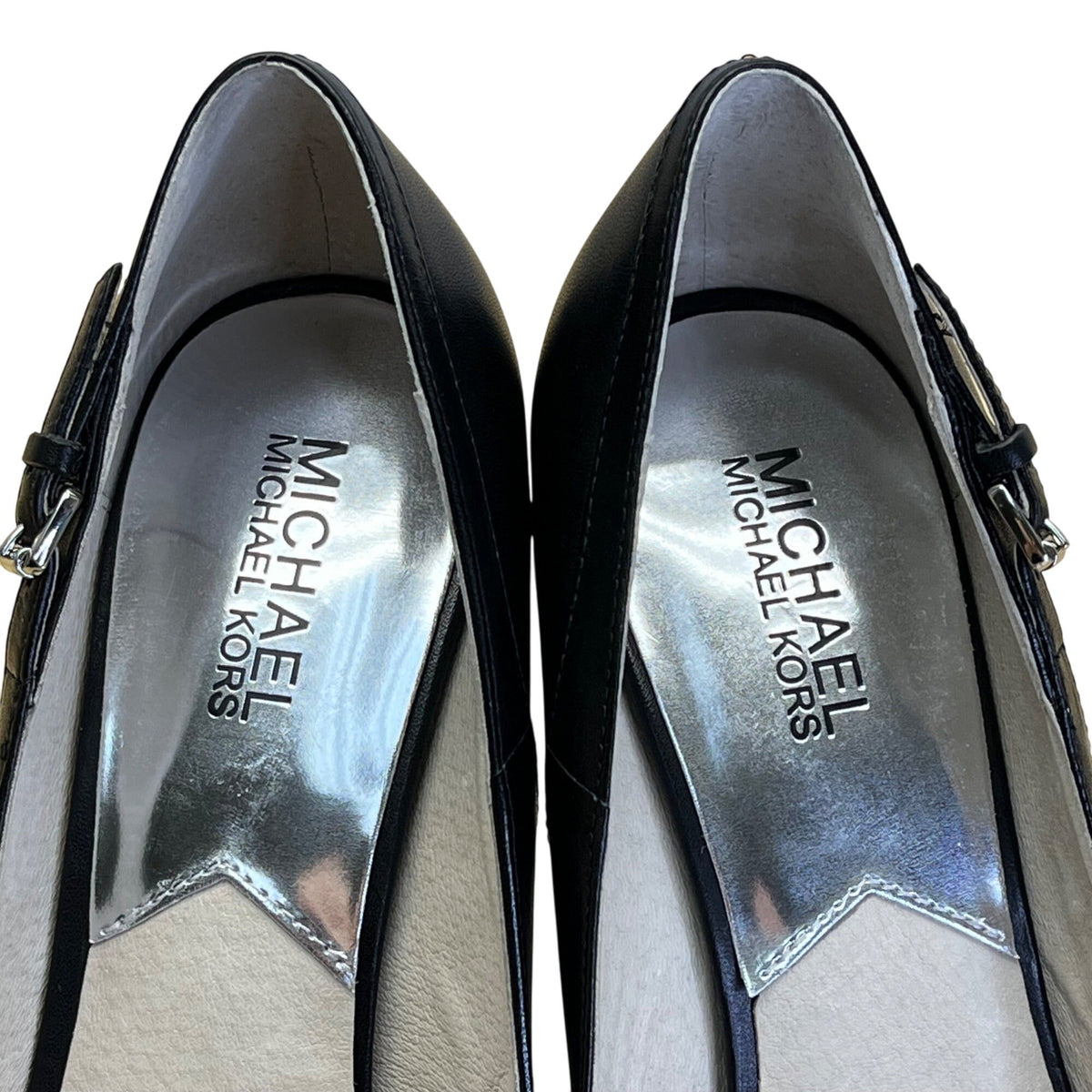 Michael Kors Black/Dark Sand Embossed Leather Cape Toe Haylen Pumps Size 9.5M