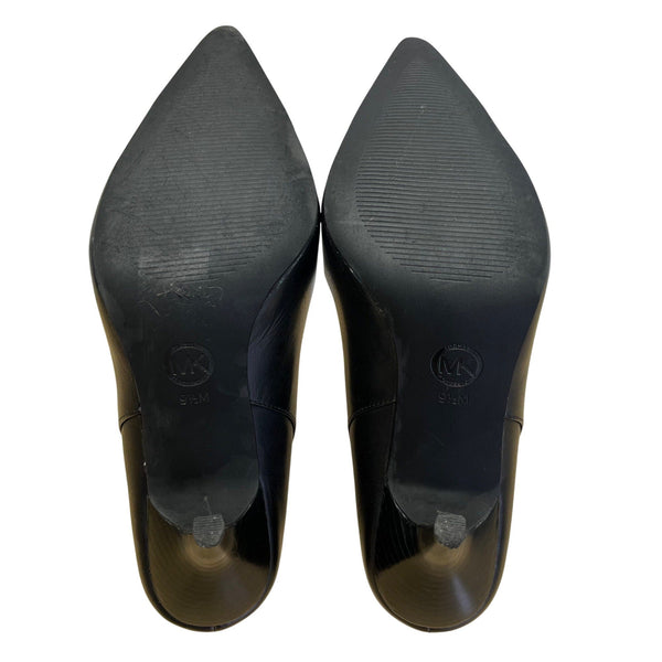 Michael Kors Black/Dark Sand Embossed Leather Cape Toe Haylen Pumps Size 9.5M