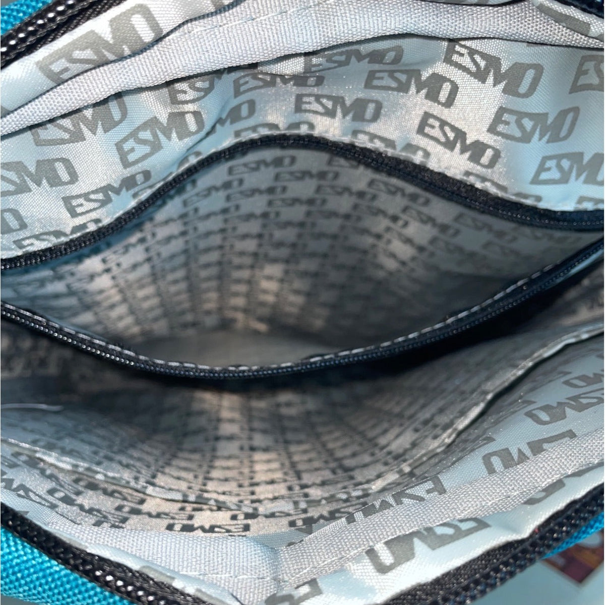 Esmo Women's Aqua Blue Multicolor Tiles Graph Tablet Crossbody Bag Sz M - NWT