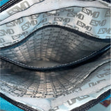 Esmo Women's Aqua Blue Multicolor Tiles Graph Tablet Crossbody Bag Sz M - NWT