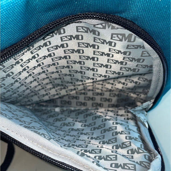 Esmo Women's Aqua Blue Multicolor Tiles Graph Tablet Crossbody Bag Sz M - NWT