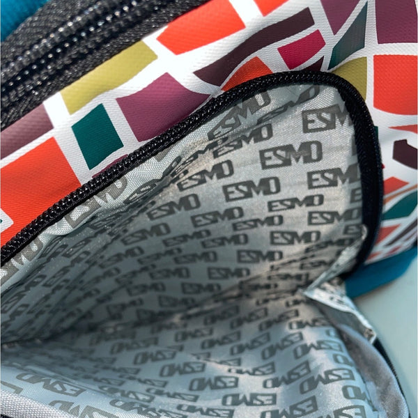 Esmo Women's Aqua Blue Multicolor Tiles Graph Tablet Crossbody Bag Sz M - NWT