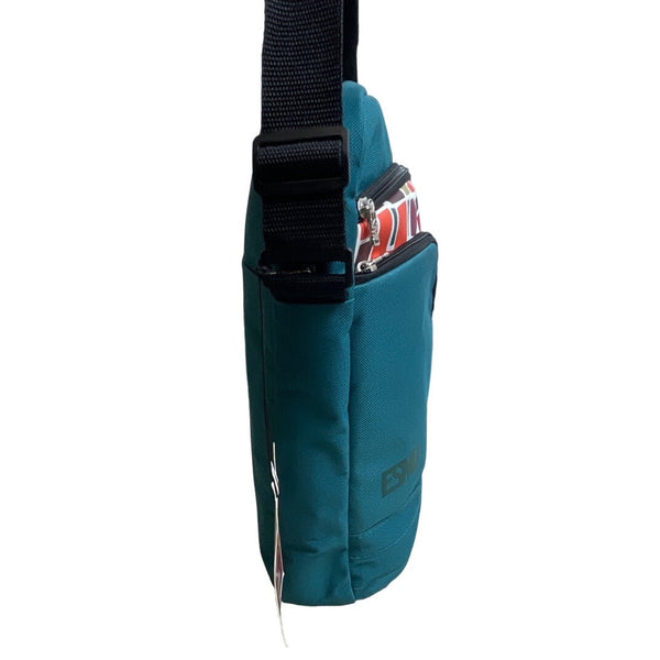 Esmo Women's Aqua Blue Multicolor Tiles Graph Tablet Crossbody Bag Sz M - NWT