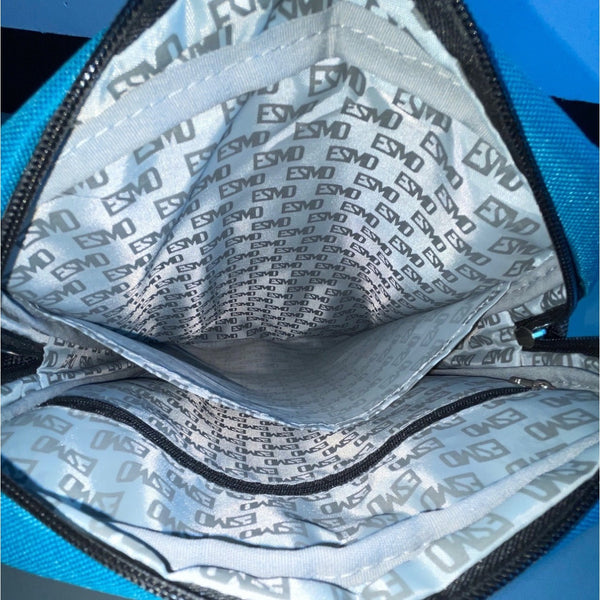 Esmo Women's Aqua Blue Multicolor Tiles Graph Tablet Crossbody Bag Sz M - NWT