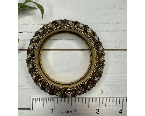Antique Gold Tone with Rhinestone Bangle Bracelet