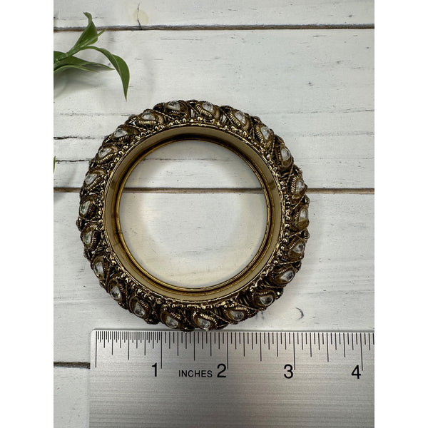 Antique Gold Tone with Rhinestone Bangle Bracelet