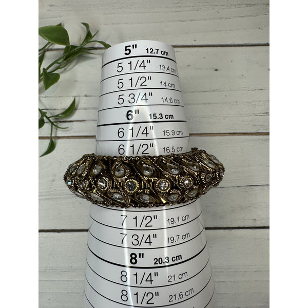 Antique Gold Tone with Rhinestone Bangle Bracelet
