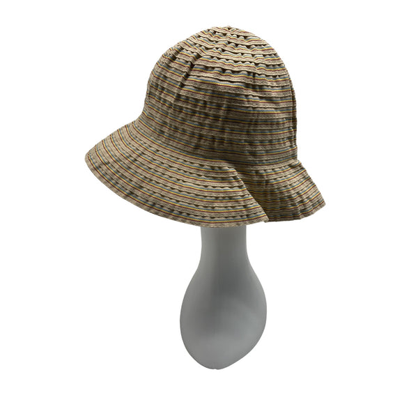 Grevi Firenze Striped Cotton Bucket Hat With Wide Brim - Made in Italy
