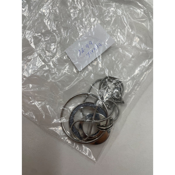 Silver Tone Womens Triple Circle Pendant Necklace