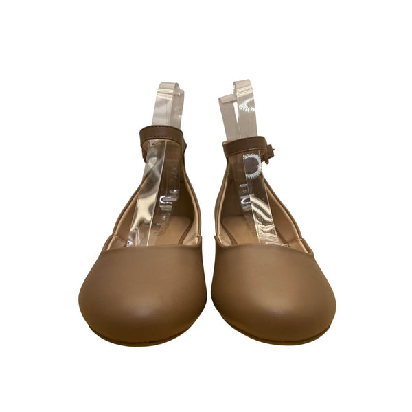 Dreampairs Women’s Brown Faux Leather Ankle Strap Round Toe Flat Shoes Size 11