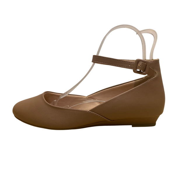 Dreampairs Women’s Brown Faux Leather Ankle Strap Round Toe Flat Shoes Size 11