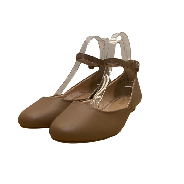 Dreampairs Women’s Brown Faux Leather Ankle Strap Round Toe Flat Shoes Size 11