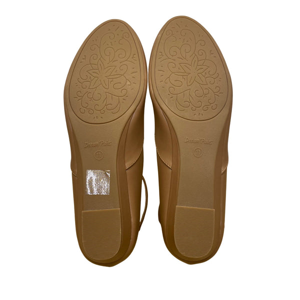 Dreampairs Women’s Brown Faux Leather Ankle Strap Round Toe Flat Shoes Size 11