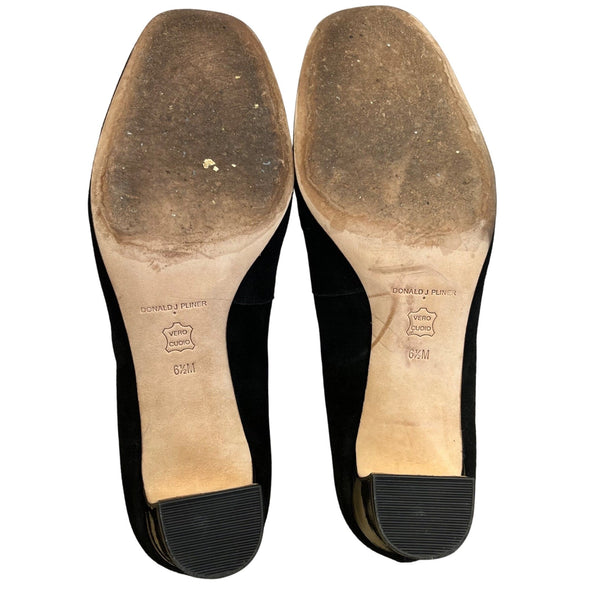 Donald J Pliner Women’s Black Kid Suede Jevi-KS Block Heel Pumps Size 6.5M