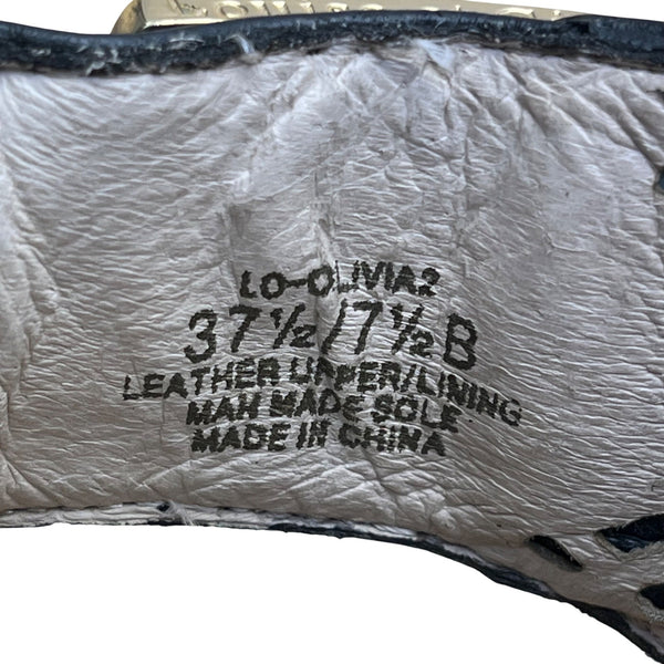 Louise Et Cie Womens Black Leather Adjustable Buckle Peep-Toe Heels Size 7.5B