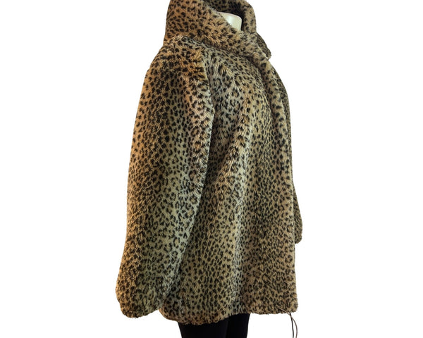 Duffel Outdoor Leopard Print Hooded Coat With Drawstring Hem Size M