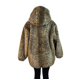 Duffel Outdoor Leopard Print Hooded Coat With Drawstring Hem Size M