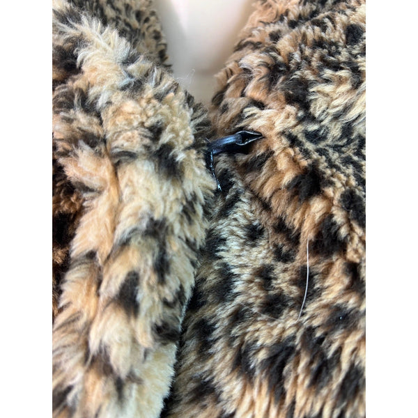 Duffel Outdoor Leopard Print Hooded Coat With Drawstring Hem Size M