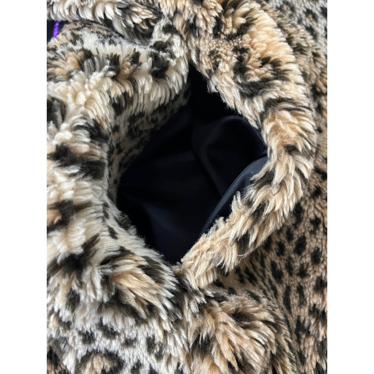 Duffel Outdoor Leopard Print Hooded Coat With Drawstring Hem Size M