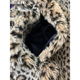 Duffel Outdoor Leopard Print Hooded Coat With Drawstring Hem Size M