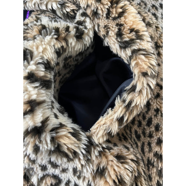 Duffel Outdoor Leopard Print Hooded Coat With Drawstring Hem Size M