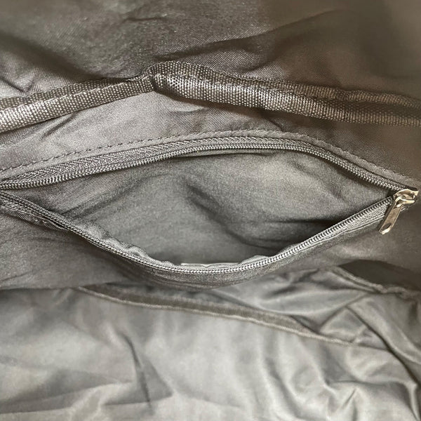 Women’s Black Nylon Travel Gym Crossbody Strap Zipper Detail Duffle Bag  Size L