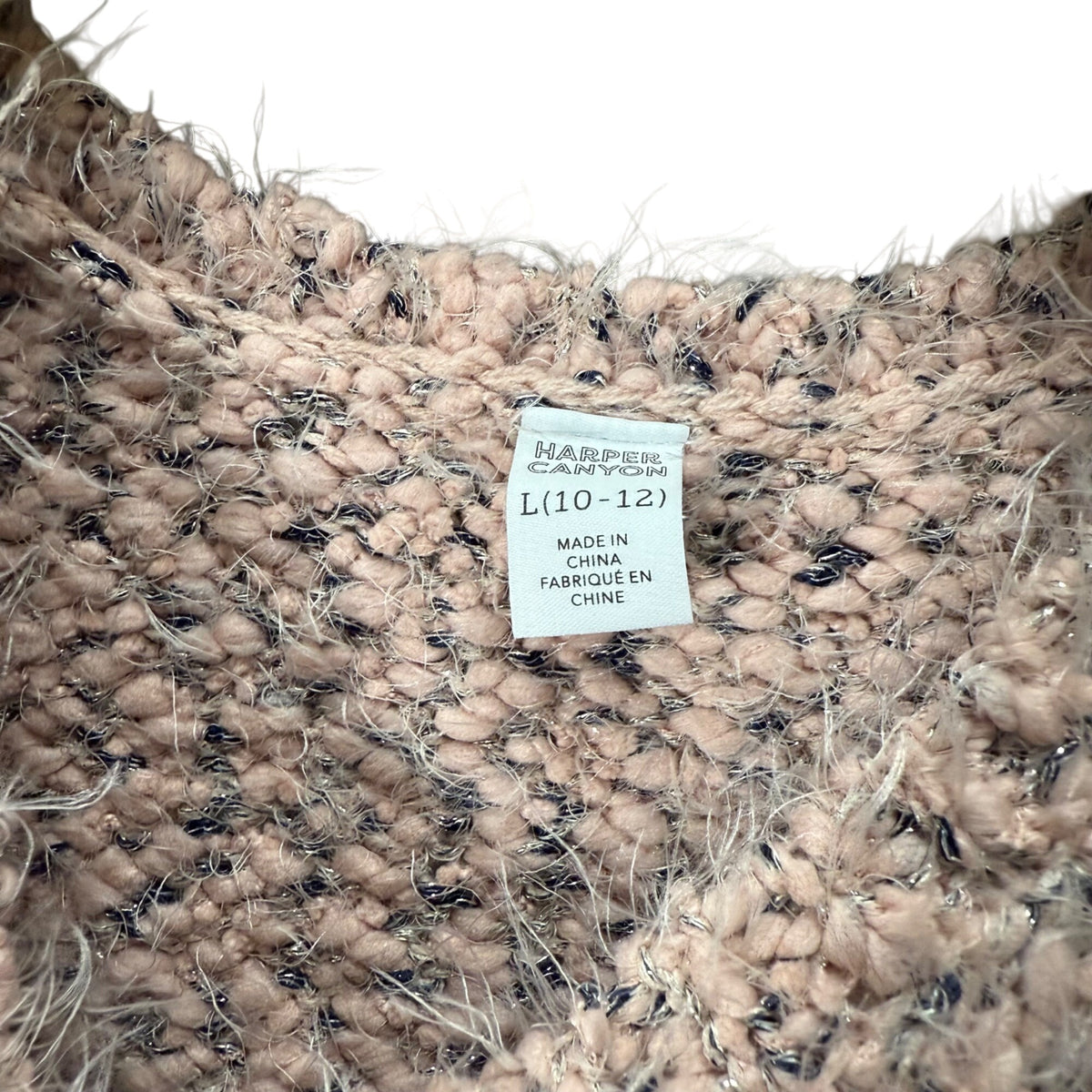 Harper Canyon Girls Beige Knit Pullover Sweater Size L 10-12 Cozy Fuzzy Long Sleeve