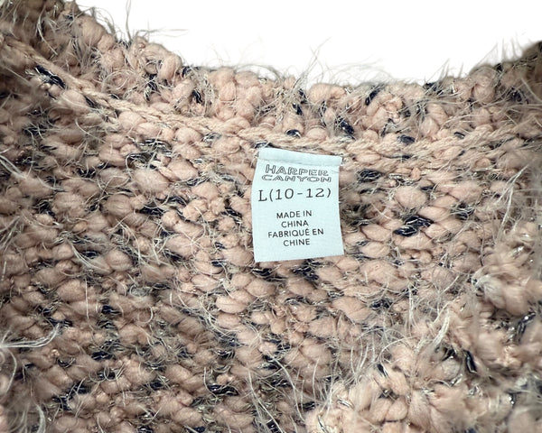 Harper Canyon Girls Beige Knit Pullover Sweater Size L 10-12 Cozy Fuzzy Long Sleeve