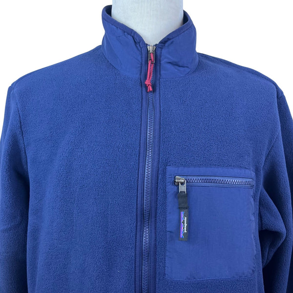 Patagonia Mens Navy Blue Fleece Full-Zip Jacket Polartec Trim-Fit Sz L
