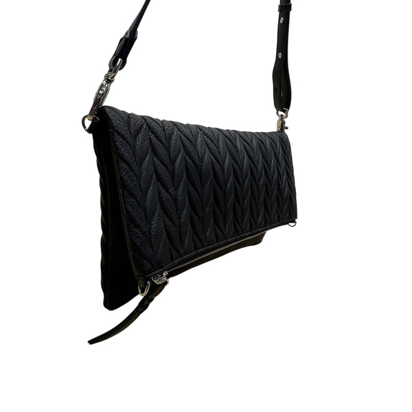 Stella & Dot Women’s Quilted Black Leather Waverly Petite Crossbody Bag