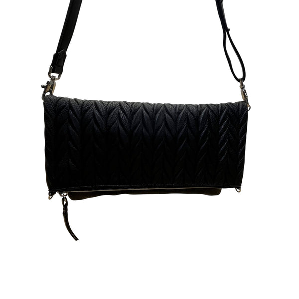 Stella & Dot Women’s Quilted Black Leather Waverly Petite Crossbody Bag