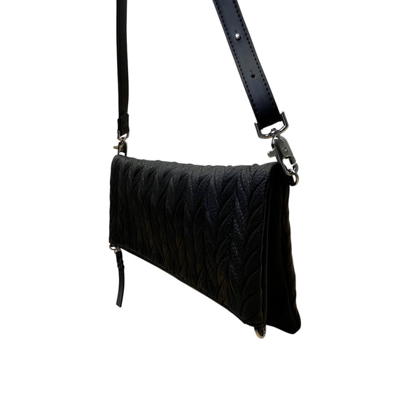 Stella & Dot Women’s Quilted Black Leather Waverly Petite Crossbody Bag