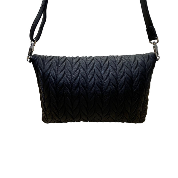 Stella & Dot Women’s Quilted Black Leather Waverly Petite Crossbody Bag