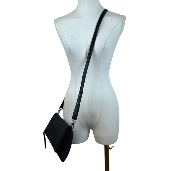 Stella & Dot Women’s Quilted Black Leather Waverly Petite Crossbody Bag