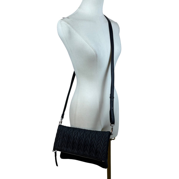 Stella & Dot Women’s Quilted Black Leather Waverly Petite Crossbody Bag