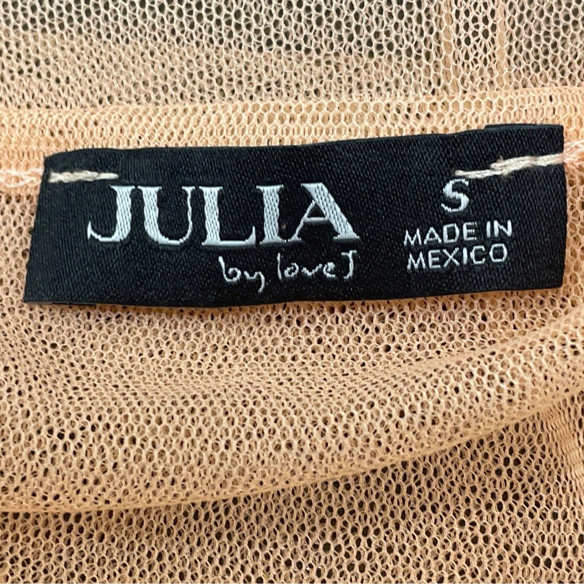 Julia Sheer Ruffled Peach Mesh Wrap Sweater For Women Size S