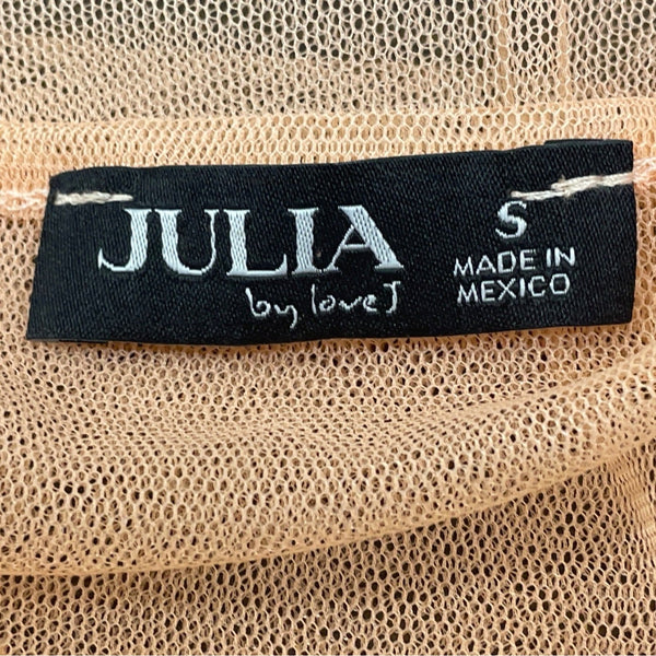 Julia Sheer Ruffled Peach Mesh Wrap Sweater For Women Size S