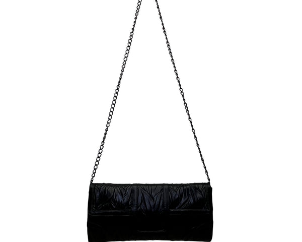 Jessica McClintock Women’s Black Textured Design Chain Strap Evening Clutch Bag