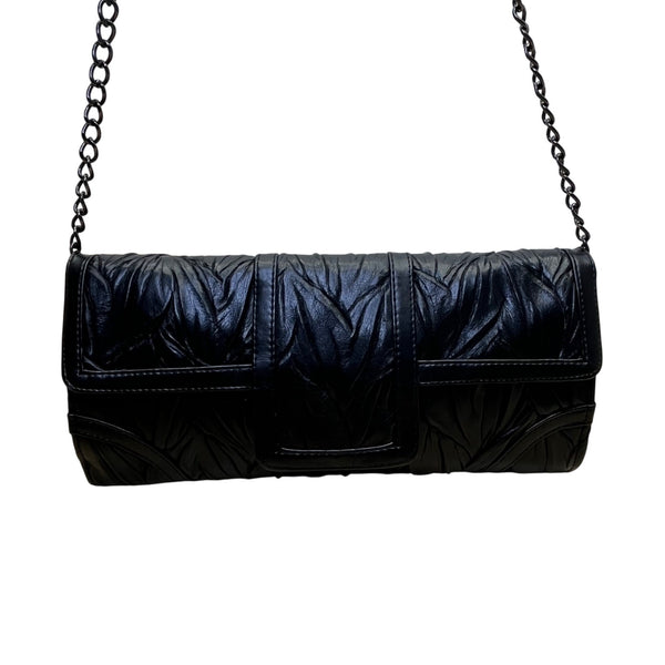Jessica McClintock Women’s Black Textured Design Chain Strap Evening Clutch Bag