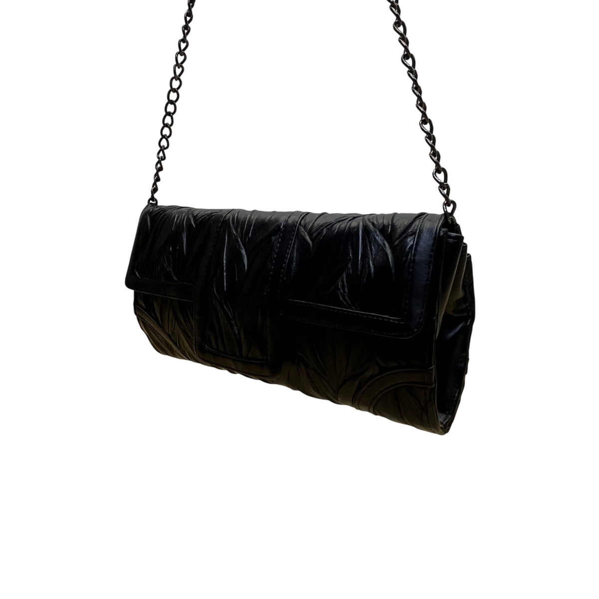 Jessica McClintock Women’s Black Textured Design Chain Strap Evening Clutch Bag