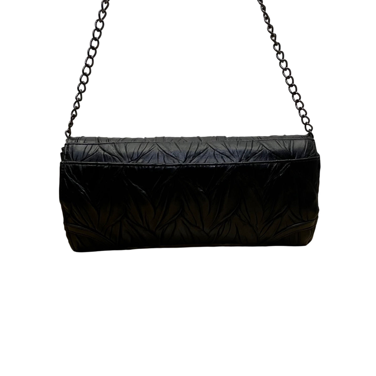 Jessica McClintock Women’s Black Textured Design Chain Strap Evening Clutch Bag