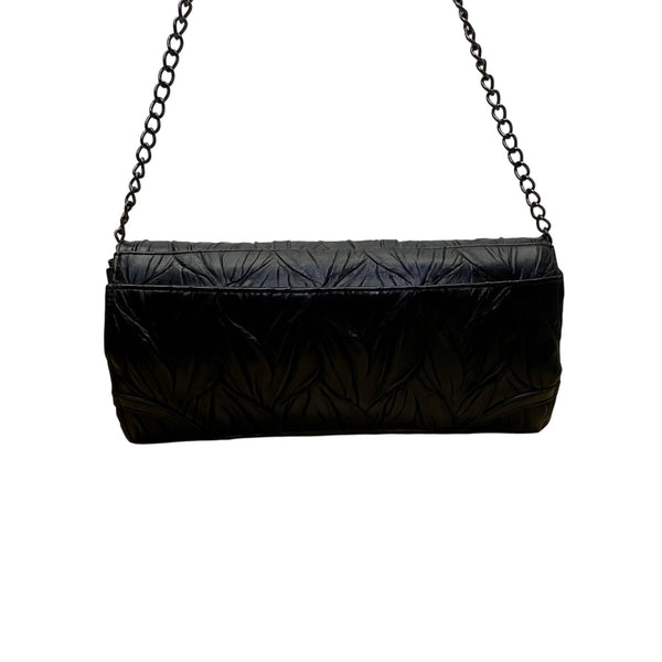 Jessica McClintock Women’s Black Textured Design Chain Strap Evening Clutch Bag
