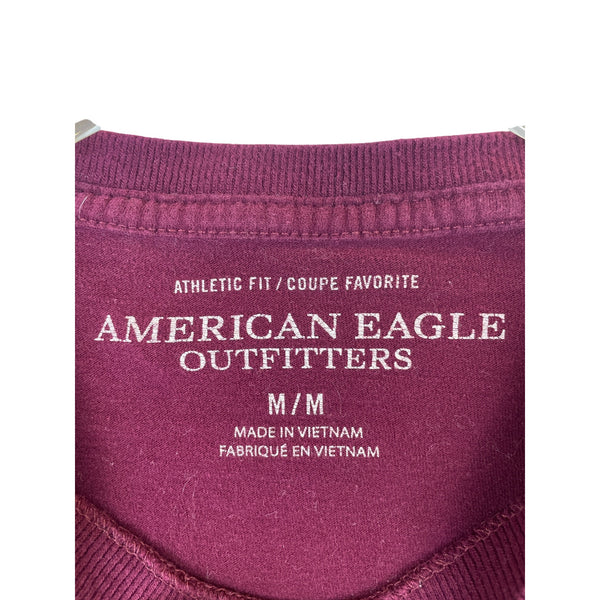 American Eagle Mens Maroon Cotton Graphic Athletic Fit T-Shirt New York Logo Size M