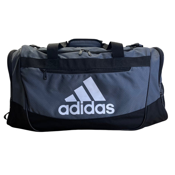 Adidas Gray & Black Signature Logo & Crossbody Strap Defender Duffel Bag Size L